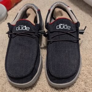 Hey Dude Mens Sneakers - Dark Gray with Red Accents